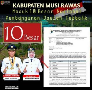Musi Rawas Masuk Sepuluh Besar PPD Terbaik se-Indonesia
